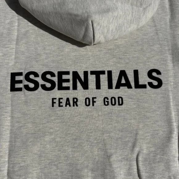 Fear of God Essentials Hoodie Grey Light Oatmeal Size Medium - Picture 9 of 12